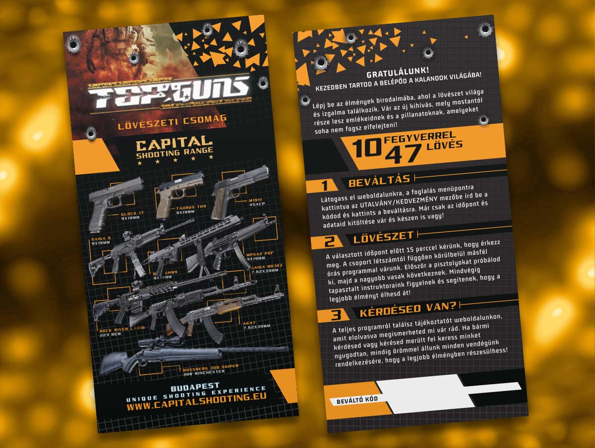 Élmény ajándék Top Guns lövészeti csomag Capital Shooting Range Budapest lőtér