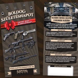 Boldog szülinapot élmény csomag ajándék lövészet Capital Shooting lőtér Budapest meglepetés